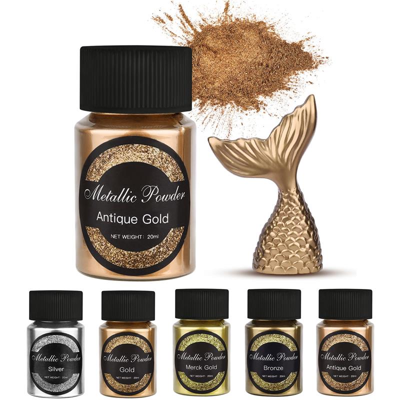 Resin Pigment Set - 20 Ml brillo metálico oro plata