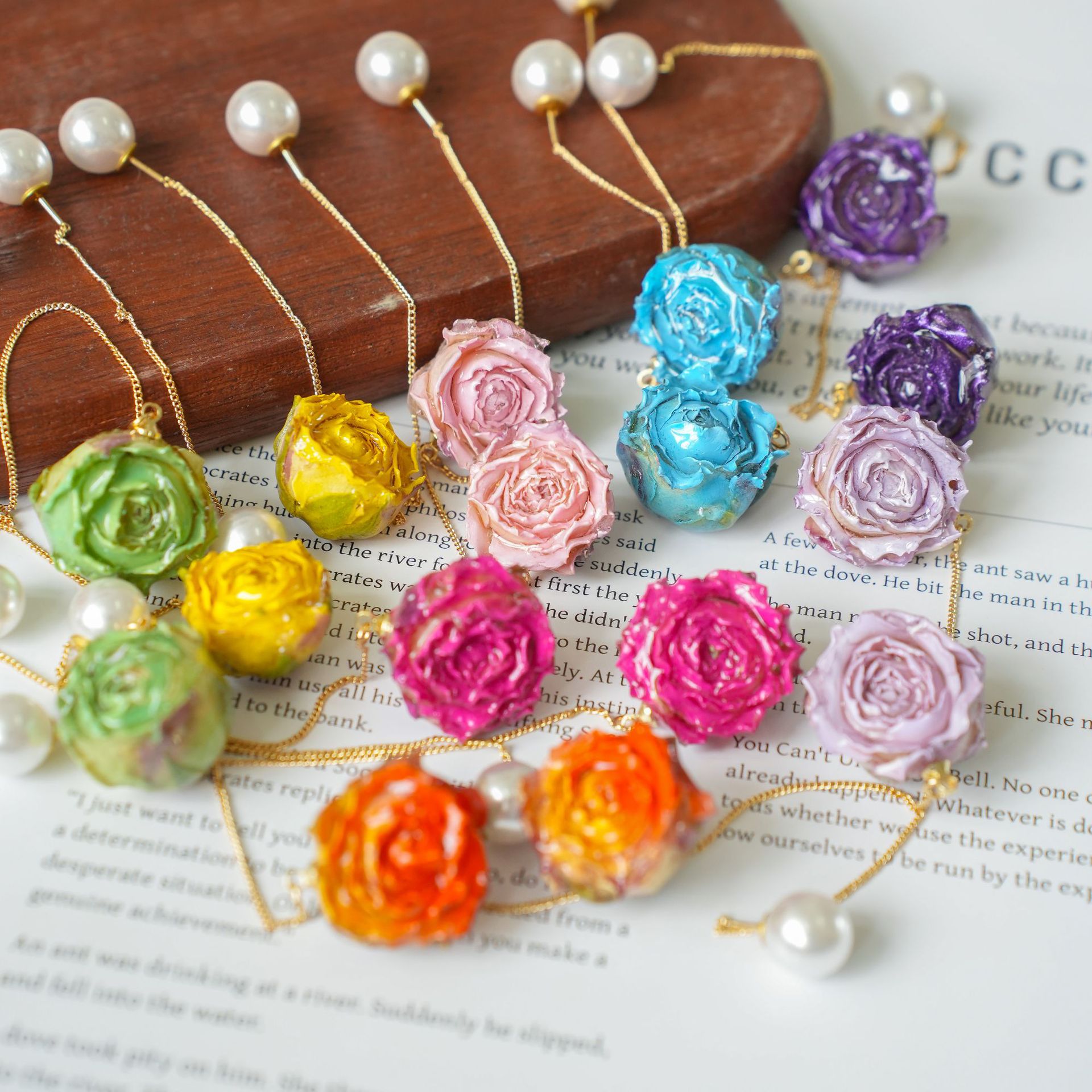 Pendientes Largos Elegantes de - Flower Preservation Resin reseña y precio